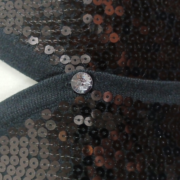 The Quacker Factory Sequin Sweater Cardigan Button Medium M Shiny EUC - Picture 6 of 13